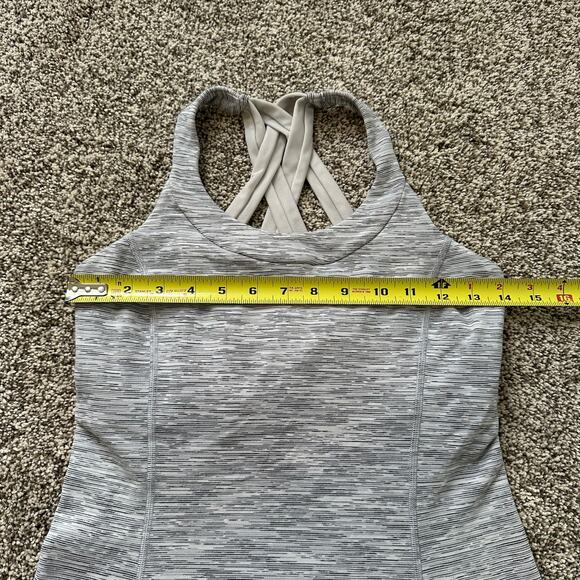 Lululemon gray & white striped cross-strap sleeveless tank top size 6 - Picture 7 of 7